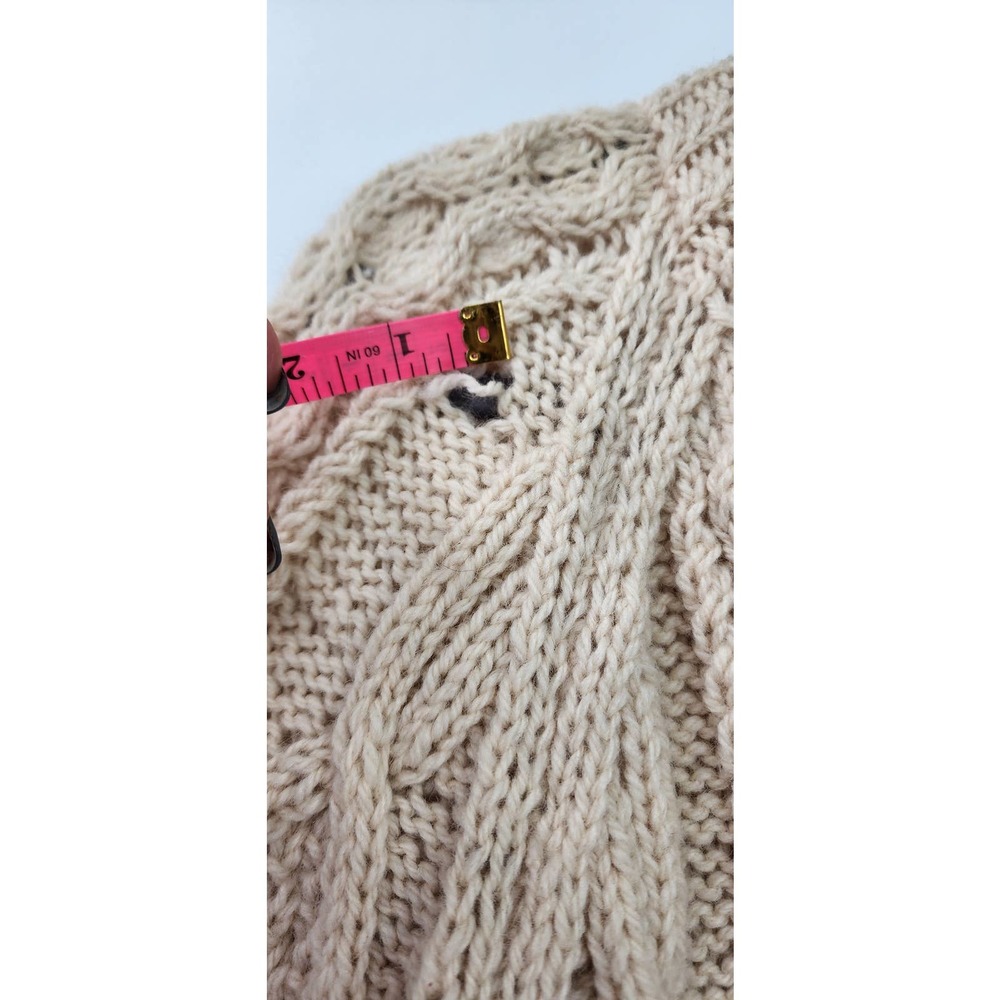 Vintage Cream Wool Sweater Heavy Chunky Knitt Flawed Size‎ Large - Picture 13 of 15